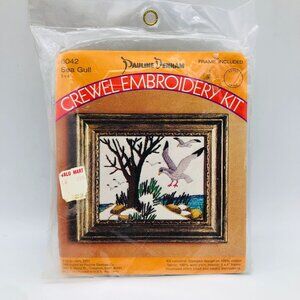 Vtg 70s New Seagull Crewel Embroidery Kit Paula Denham #6042 Wool Yarn w Frame